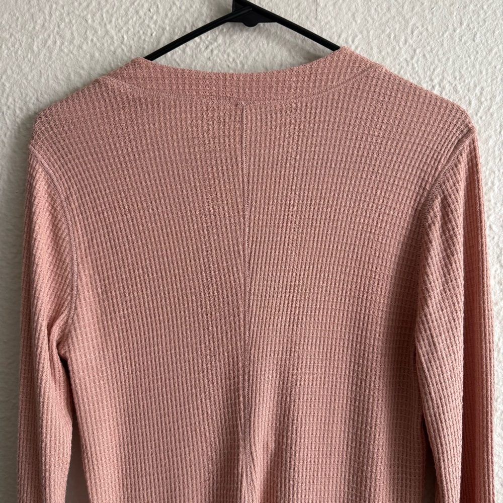 Free People Mauve Waffle Knit Long Sleeve Henley - Picture 10 of 12